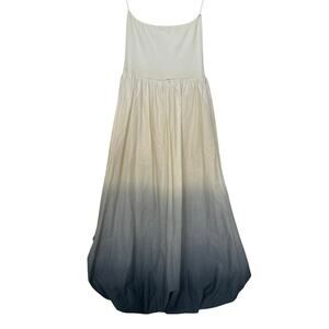 ZARA Strapless Ombre Bubble Hem Midi Dress Drop Waist Coastal Chic Resort M